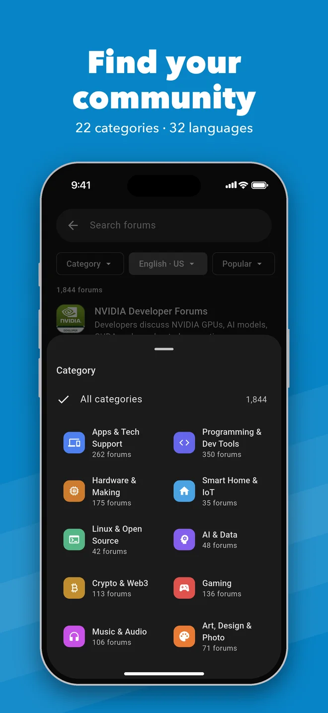 Find your community: The directory: 22 categories and 32 languages